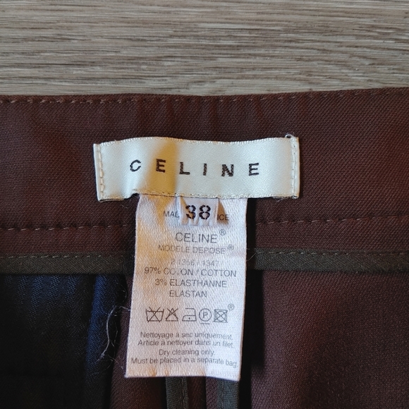 CELINE Chocolate Brown Cropped Dress Pants - Picture 4 of 13